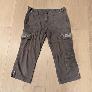 Miss Me Greyish Brown Y2K Cargo Capri Pants